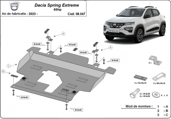 Steel sump guard for Dacia Spring Extreme