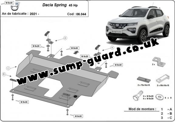 Steel sump guard for Dacia Spring