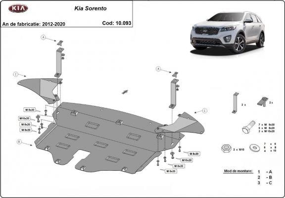Steel sump guard for Kia Sorento UM