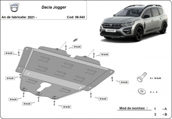 Steel sump guard for Dacia Jogger