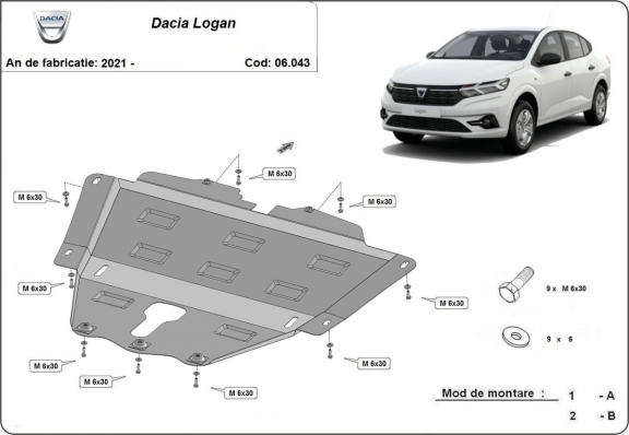 Steel sump guard for Dacia Logan 