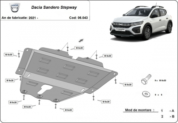 Steel sump guard for Dacia Sandero 3 Stepway