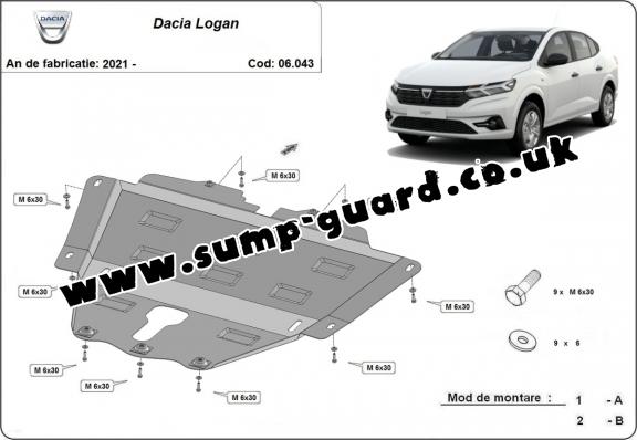 Steel sump guard for Dacia Logan 