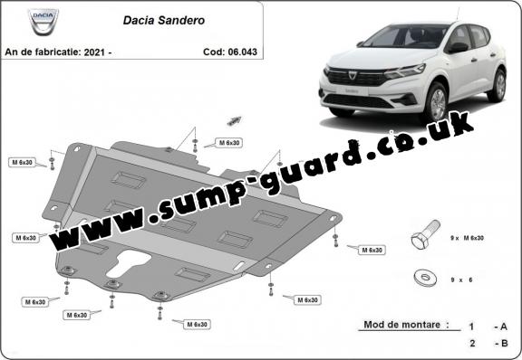 Steel sump guard for Dacia Sandero 3