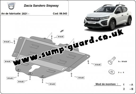 Steel sump guard for Dacia Sandero 3 Stepway