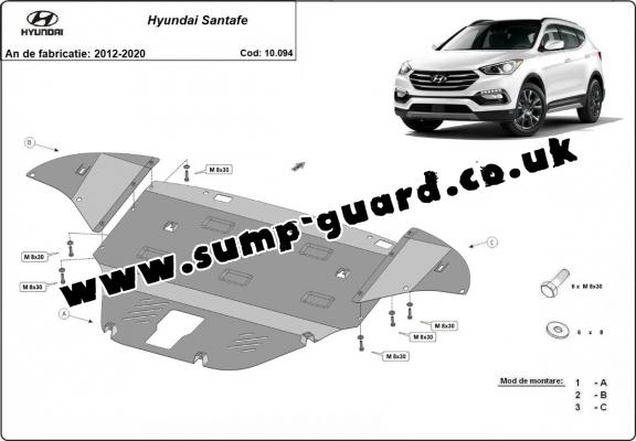 Steel sump guard for Hyundai Santa Fe