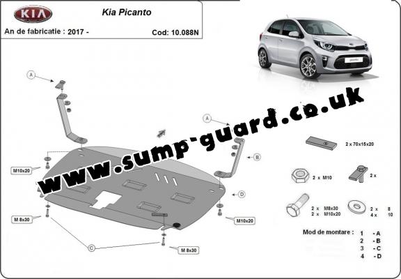 Steel sump guard for Kia Picanto