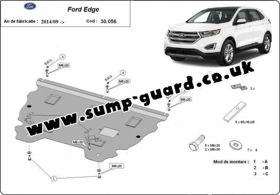 Steel sump guard for the protection of the engine and the gearbox for Ford Edge