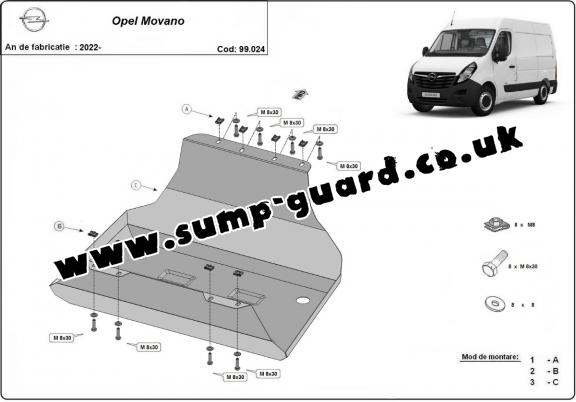 Steel fuel tank guard  for Vauxhall Movano