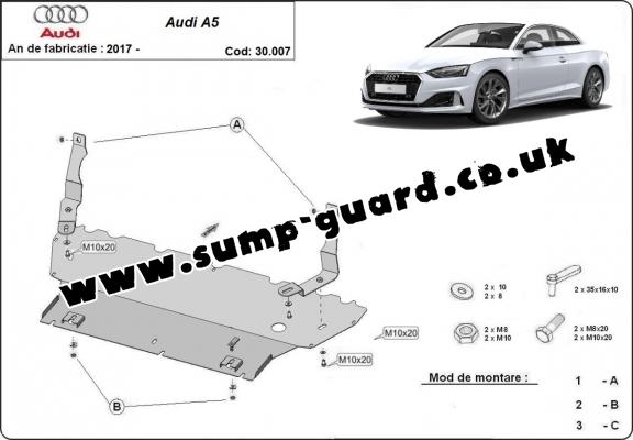 Steel sump guard for Audi A5