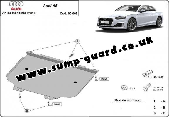 Steel gearbox guard for Audi A5