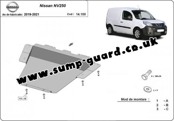 Steel sump guard for Nissan NV250
