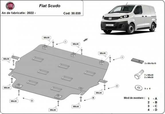 Steel sump guard for Fiat Scudo
