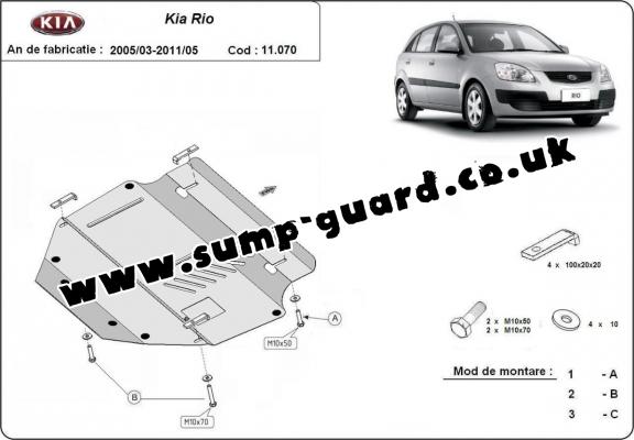 Steel sump guard for Kia Rio 2