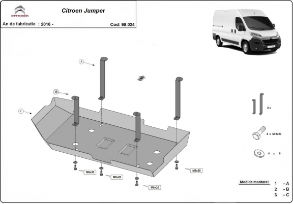 Steel AdBlue tank guard for Citroen Jumper
