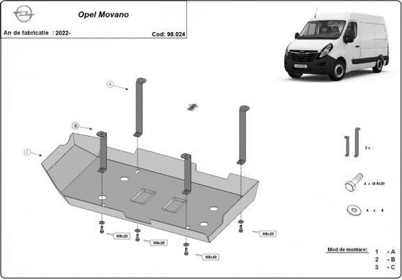 Steel AdBlue tank guard for Vauxhal Movano C 