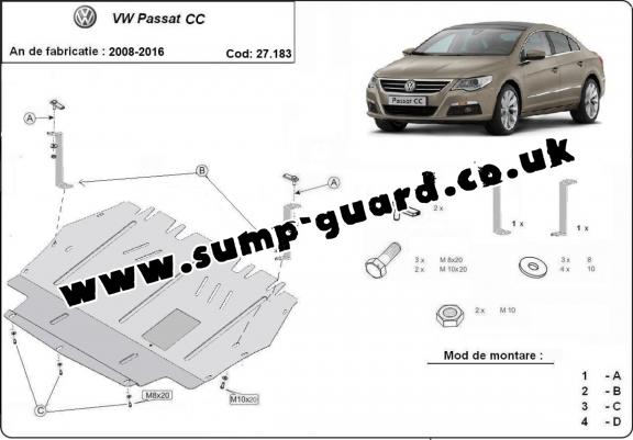 Steel sump guard for VW Passat CC