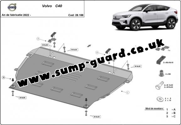 Steel sump guard for Volvo C40