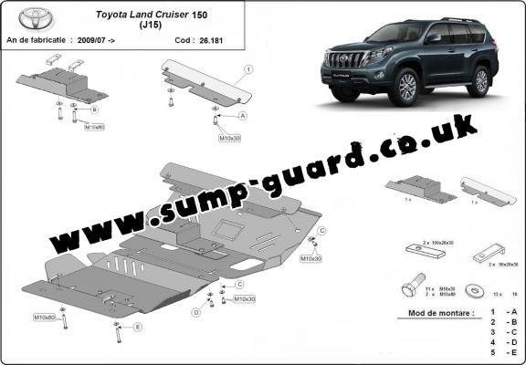 Aluminum sump guard for Toyota Land Cruiser 150