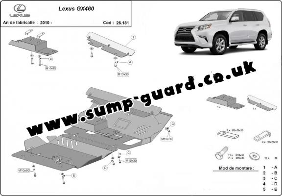 Aluminum sump guard for Lexus GX460