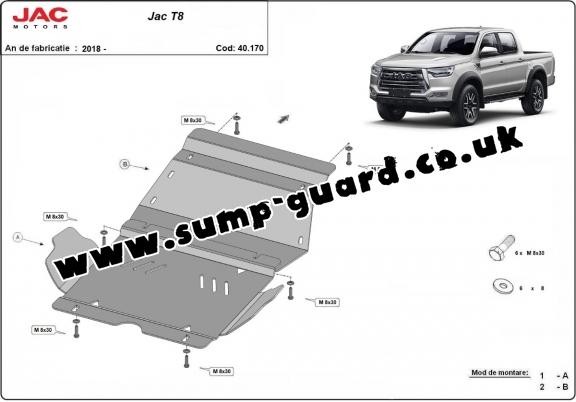 Aluminum sump guard for Jac T8