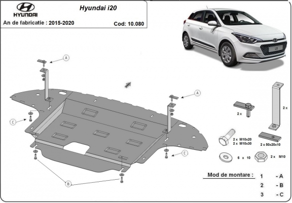 Steel sump guard for Hyundai i20