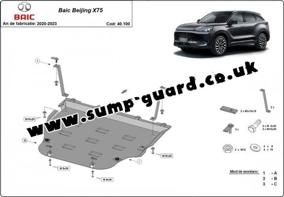 Steel sump guard for Baic Beijing X75