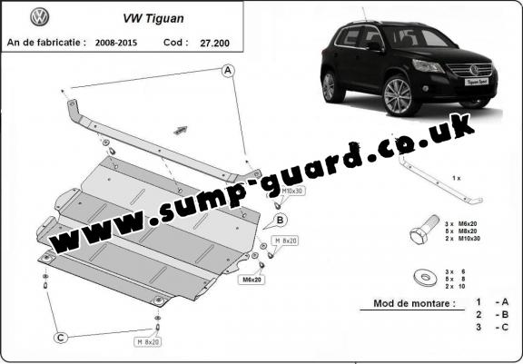 Steel sump guard for VW Tiguan