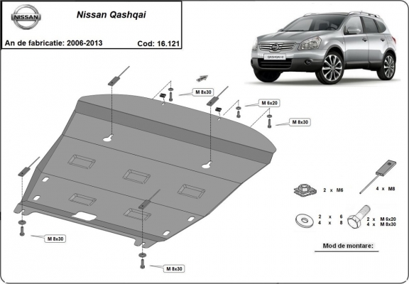 Steel sump guard for Nissan Qashqai J10