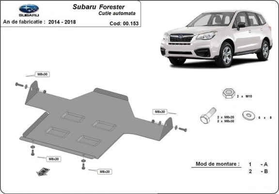 Steel automatic gearbox guard for Subaru Forester 4