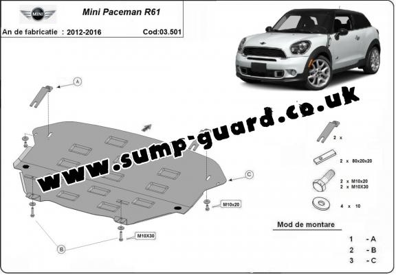 Steel sump guard for Mini Paceman R61