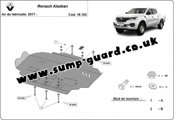 Steel sump guard for Renault Alaskan