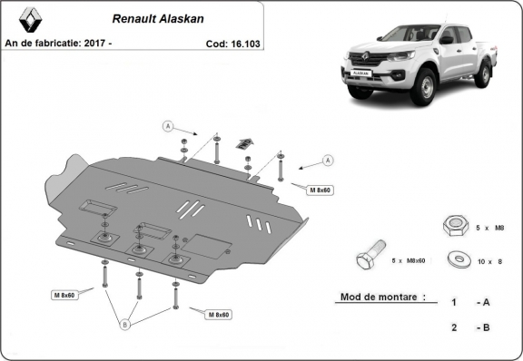 Steel sump guard for Renault Alaskan