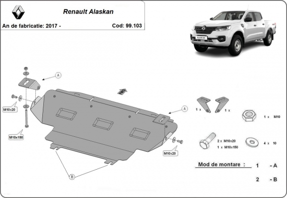 Steel radiator guard for Renault Alaskan