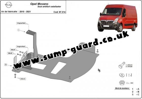 Steel catalytic converter guard/cat lock for Opel Movano