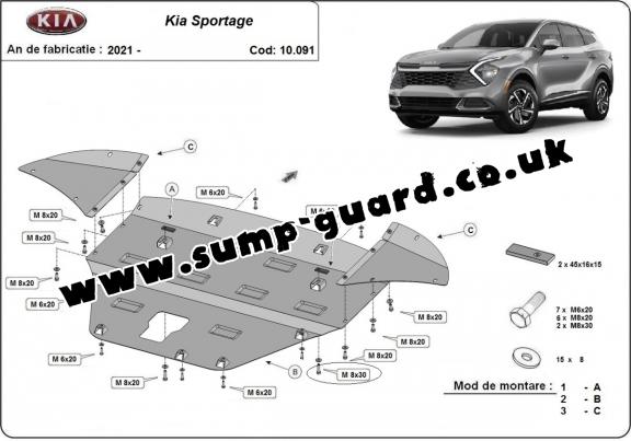 Steel sump guard for Kia Sportage