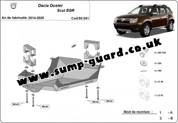 Steel EGR valve guard  for Dacia Duster