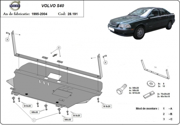 Steel sump guard for Volvo S40