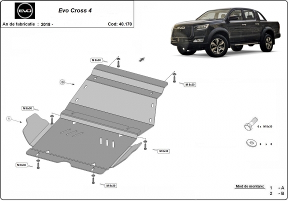Steel sump guard for Evo Cross 4