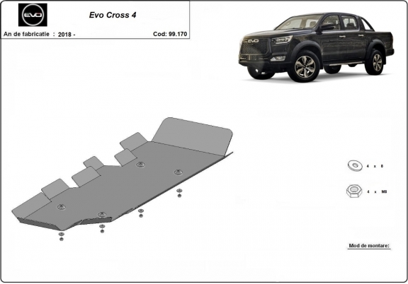 Steel fuel tank guard for Evo Cross 4