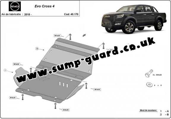 Steel sump guard for Evo Cross 4