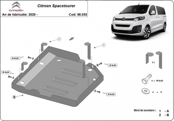 Steel AdBlue tank guard for Citroen Spacetourer