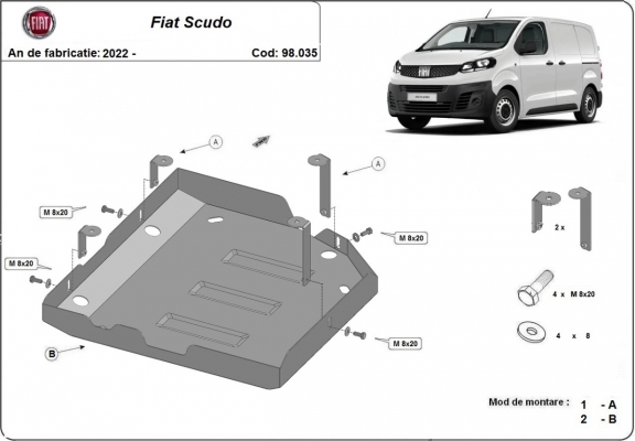 Steel AdBlue tank guard for Fiat Scudo