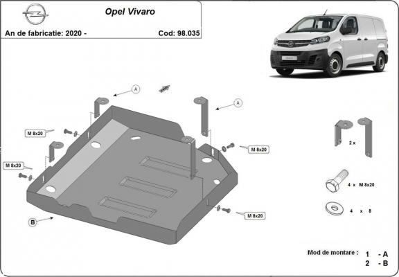 Steel AdBlue tank guard for Opel Vivaro C 
