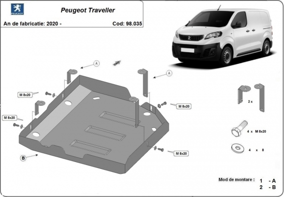 Steel AdBlue tank guard for Peugeot Traveller