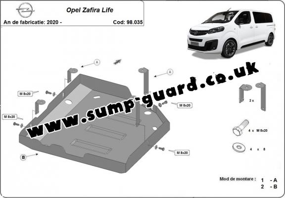 Steel AdBlue tank guard for Opel Zafira Life