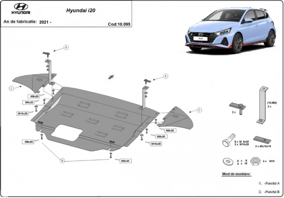Steel sump guard for Hyundai i20