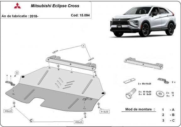 Steel sump guard for Mitsubishi Eclipse Cross