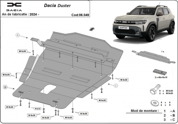 Steel sump guard for Dacia Duster - 4x4