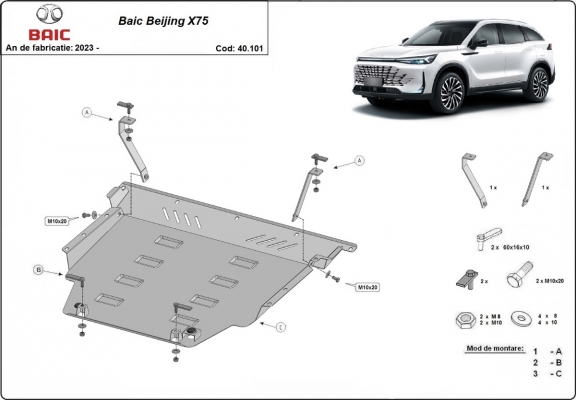 Steel sump guard for Baic Beijing X75